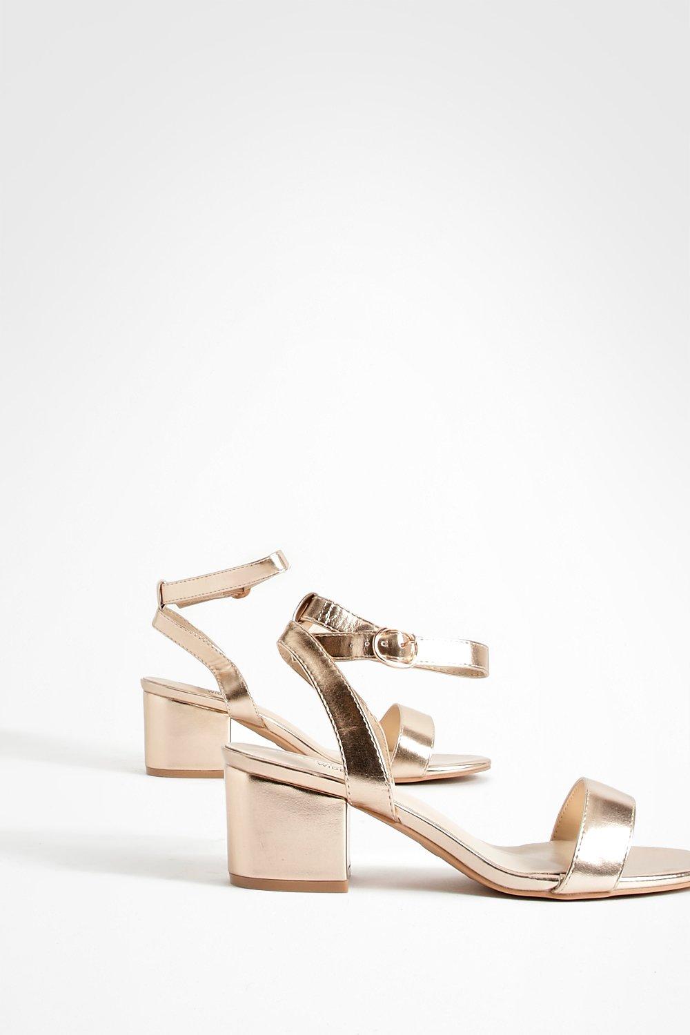 Rose gold wide fit block outlet heels